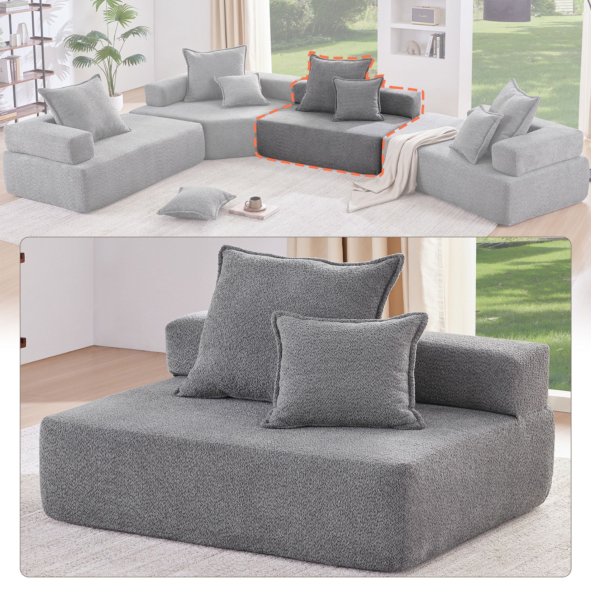 Luxe & Co. - Frame For Oversized Modular U Shaped Sectional, Floor Couch Convertible Compressed Couch Spacious Foam Filled Sofa image 3