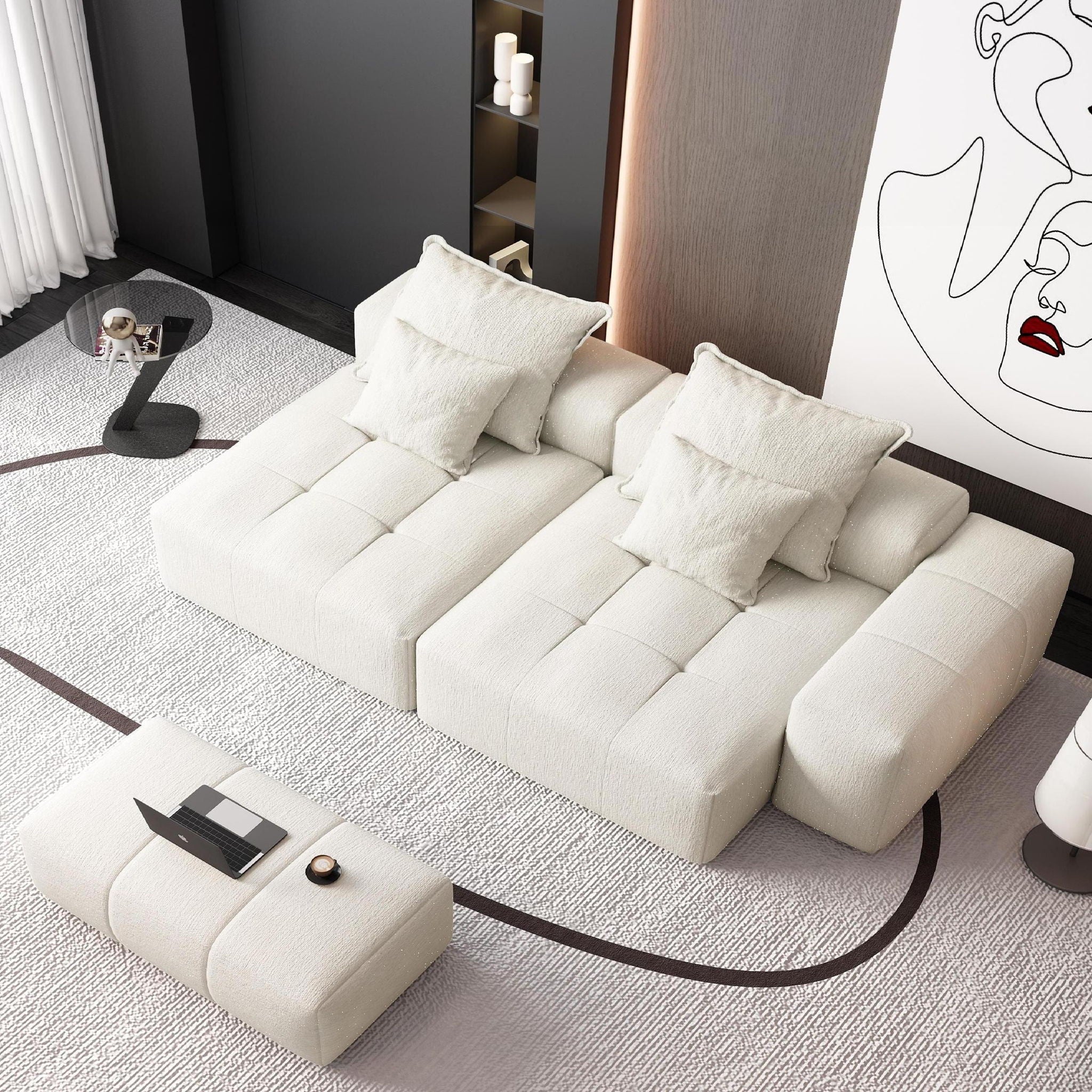 Bobby Furniture - Modern Oversized Diy Combination Modular Sectional Sofa With Pillows image 36