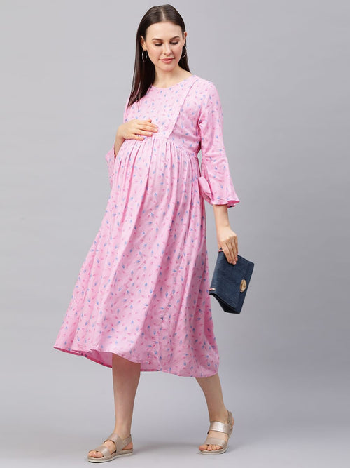Buy MomToBe Women's Rayon Midi Maternity Dress/Feeding Dress/Pregnancy Dress/Fit  & Flare Western Dress with Zippers for Nursing Pre and Post Pregnancy -  (8021peyellflrd-m_Yellow_Medium) at