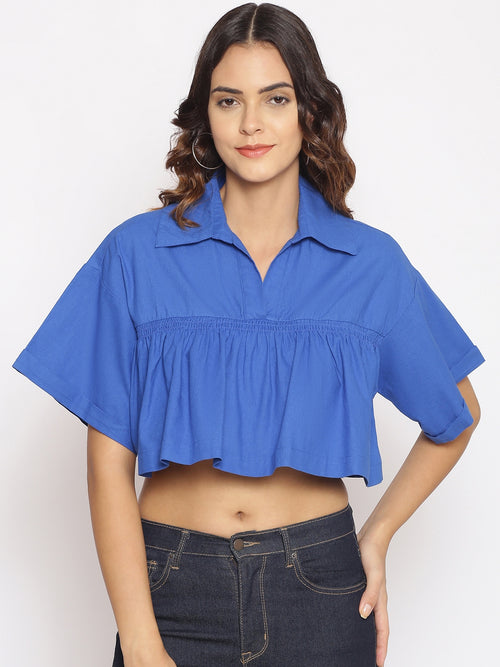 Wholesale Blue Sleeveless Crop Top – Tradyl