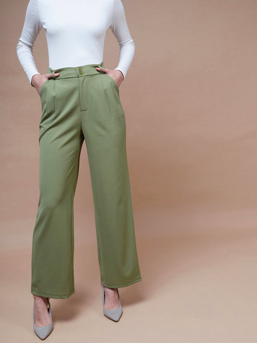 Wholesale Olive Twill Straight Pants – Tradyl