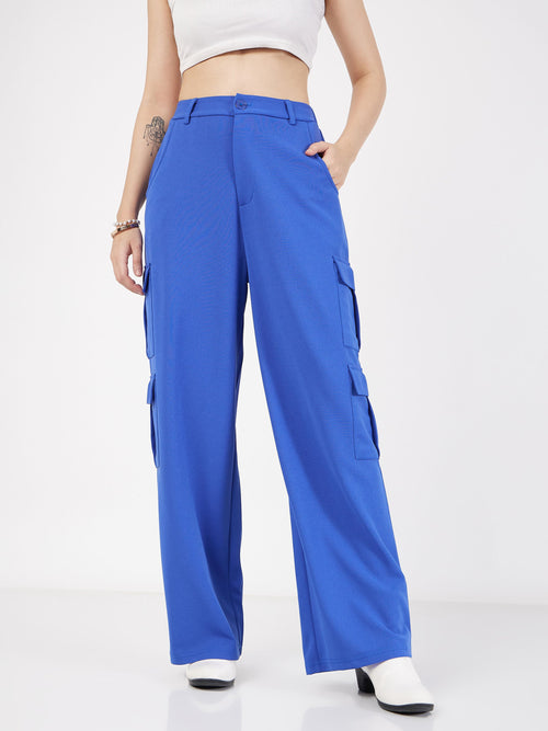 Wholesale Women Royal Blue Wrap Tapered Pants – Tradyl