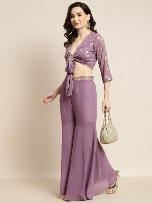 Buy Women Purple Shloka Foil Print Peplum Dress Online at Sassafras