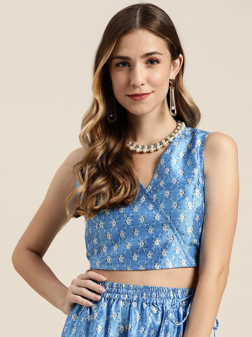 Wholesale Blue Sleeveless Crop Top – Tradyl