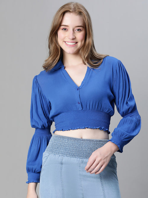 Wholesale Blue Sleeveless Crop Top – Tradyl