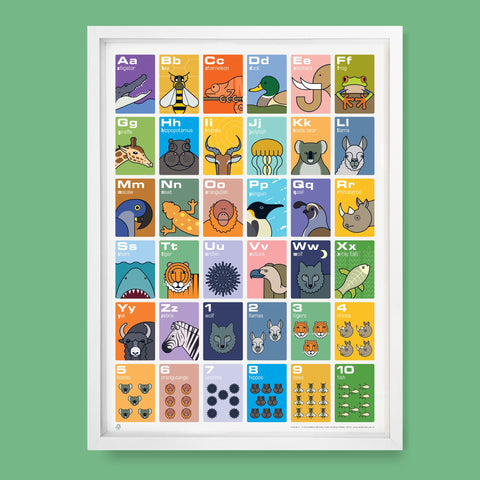 Andy Tuohy Animal A to Z and Counting Poster