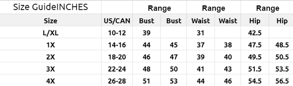 SIZE CHART