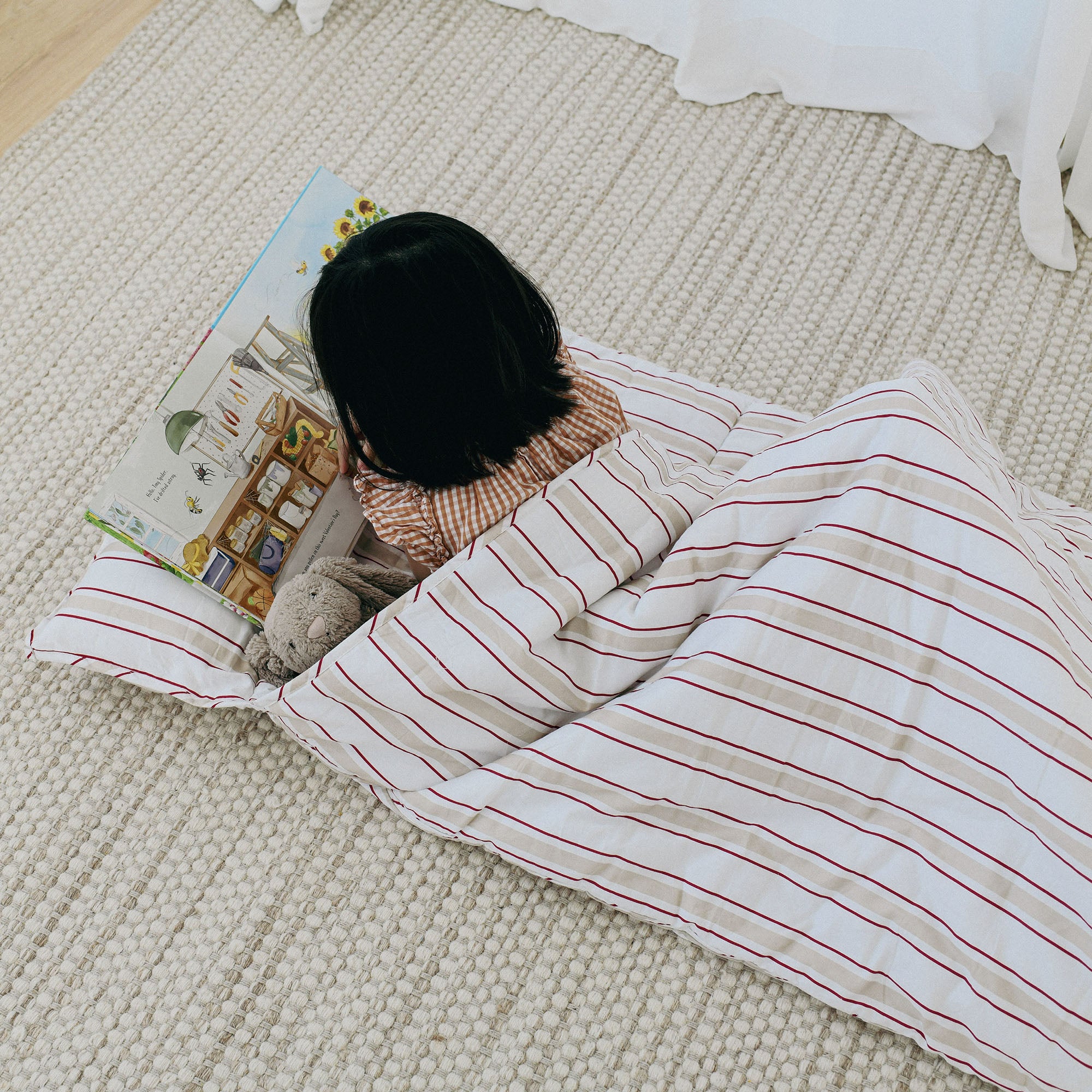 organic cotton nap mat beige stripie pebble stacker (4).jpg__PID:bc96ab5b-f2b2-4e64-a469-6dce7c9a983e