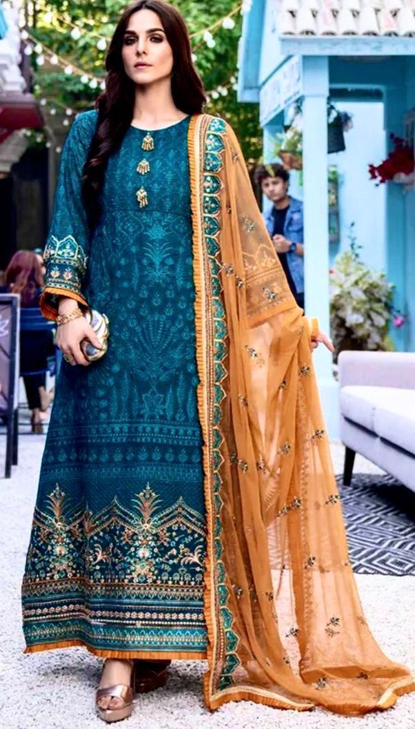 Trendy 2Piece Embroidered Cotton Lawn Dress with Blue Phulkari Embroidered  Trouser Price in Pakistan M012169  2023 Designs Reviews  Videos