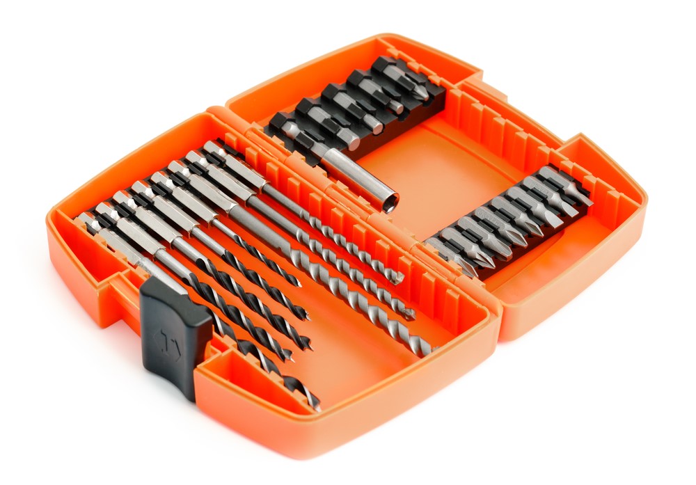 Set of drill bits for hard metal in orange case