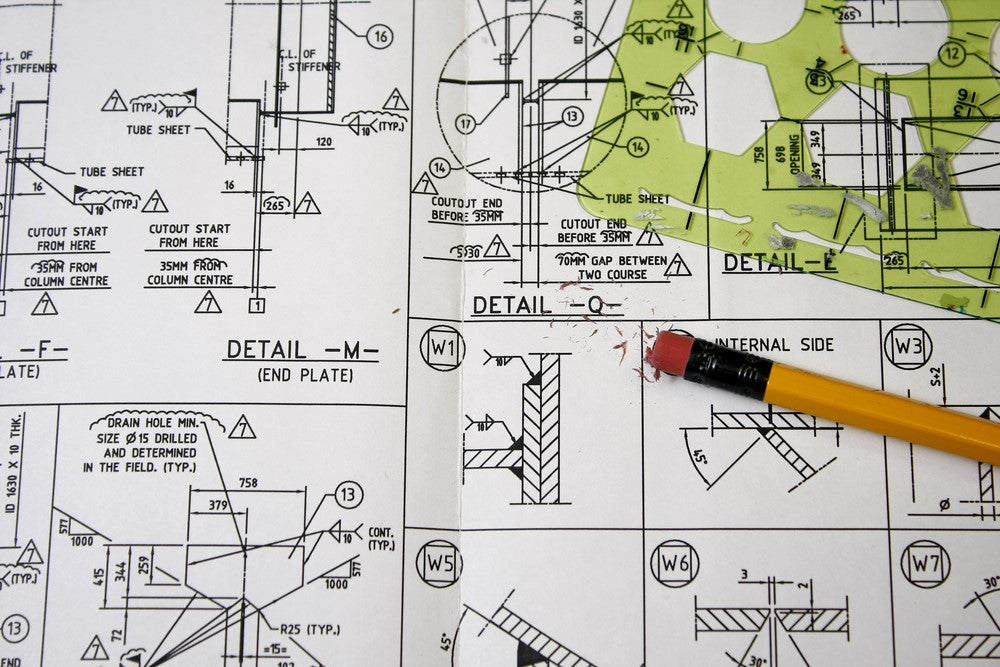 Welding symbols on blueprint