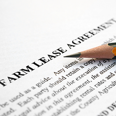 closeup of a document titled 'Farm lease agreement'