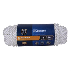 Mibro Group Nylon Twisted Rope White 1/4 In. X 100 Ft