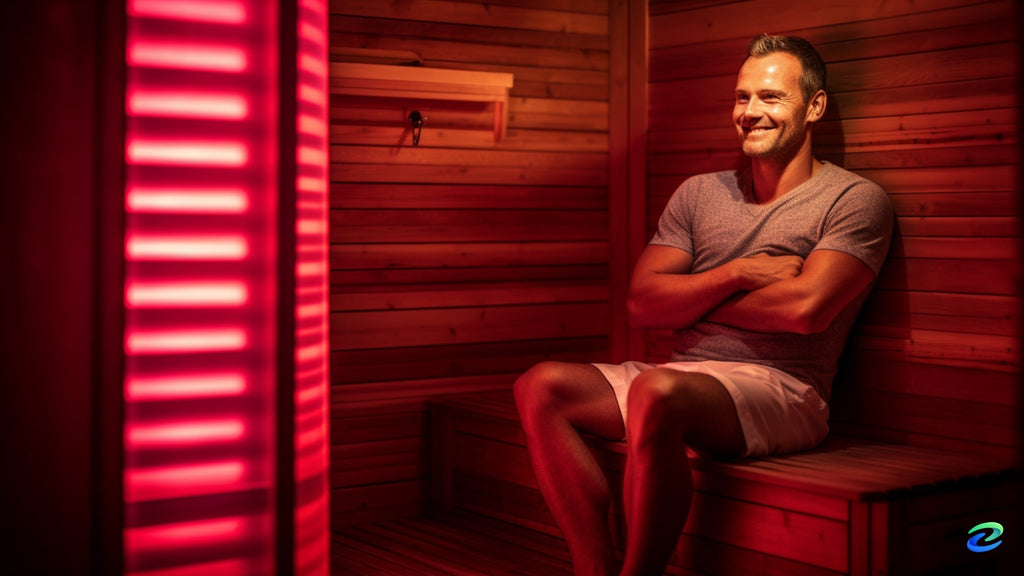 man in infrared sauna