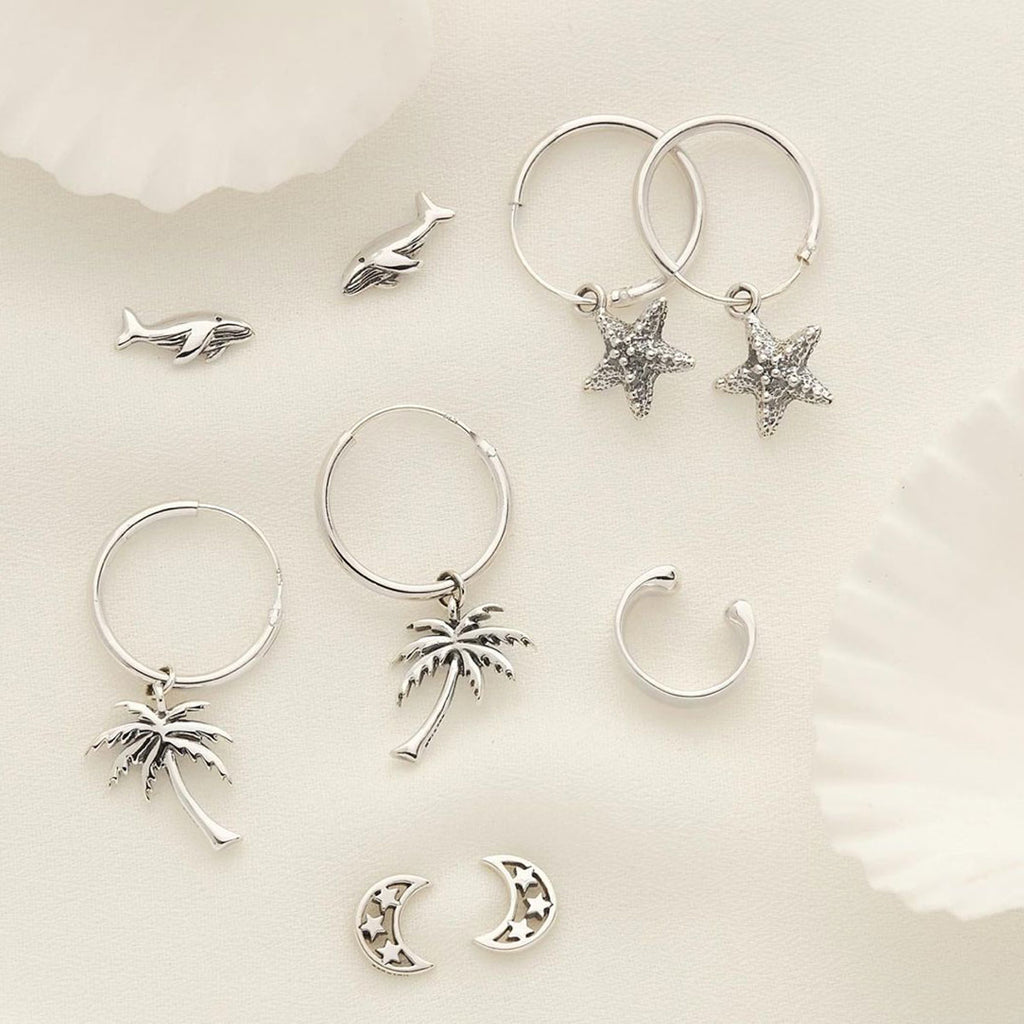 Midsummer Star Sterling Silver Aquatic Jewellery Sleeper Stud Earrings