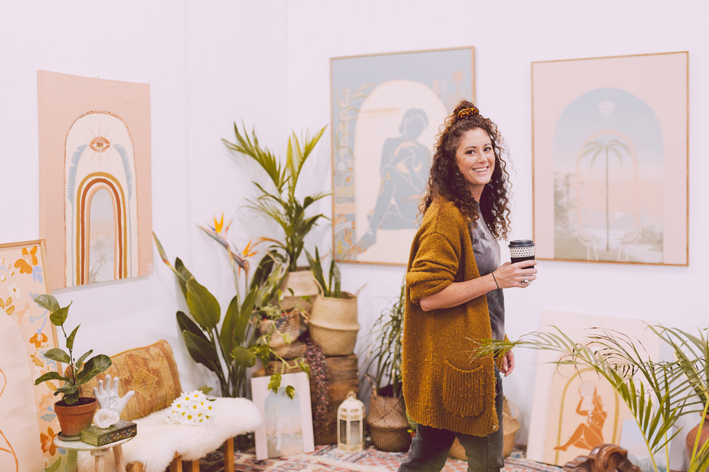 Artist Tahnee Kelland in her studio