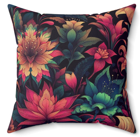 Maximalist Boho Oriental Vintage Floral Cushion Decorative Throw Pillow Polyester Square Cover