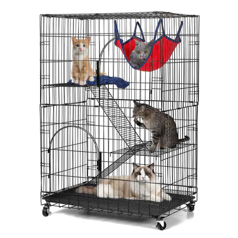 Cat Playpen With Free Hanging Hammock Bed And Shelves