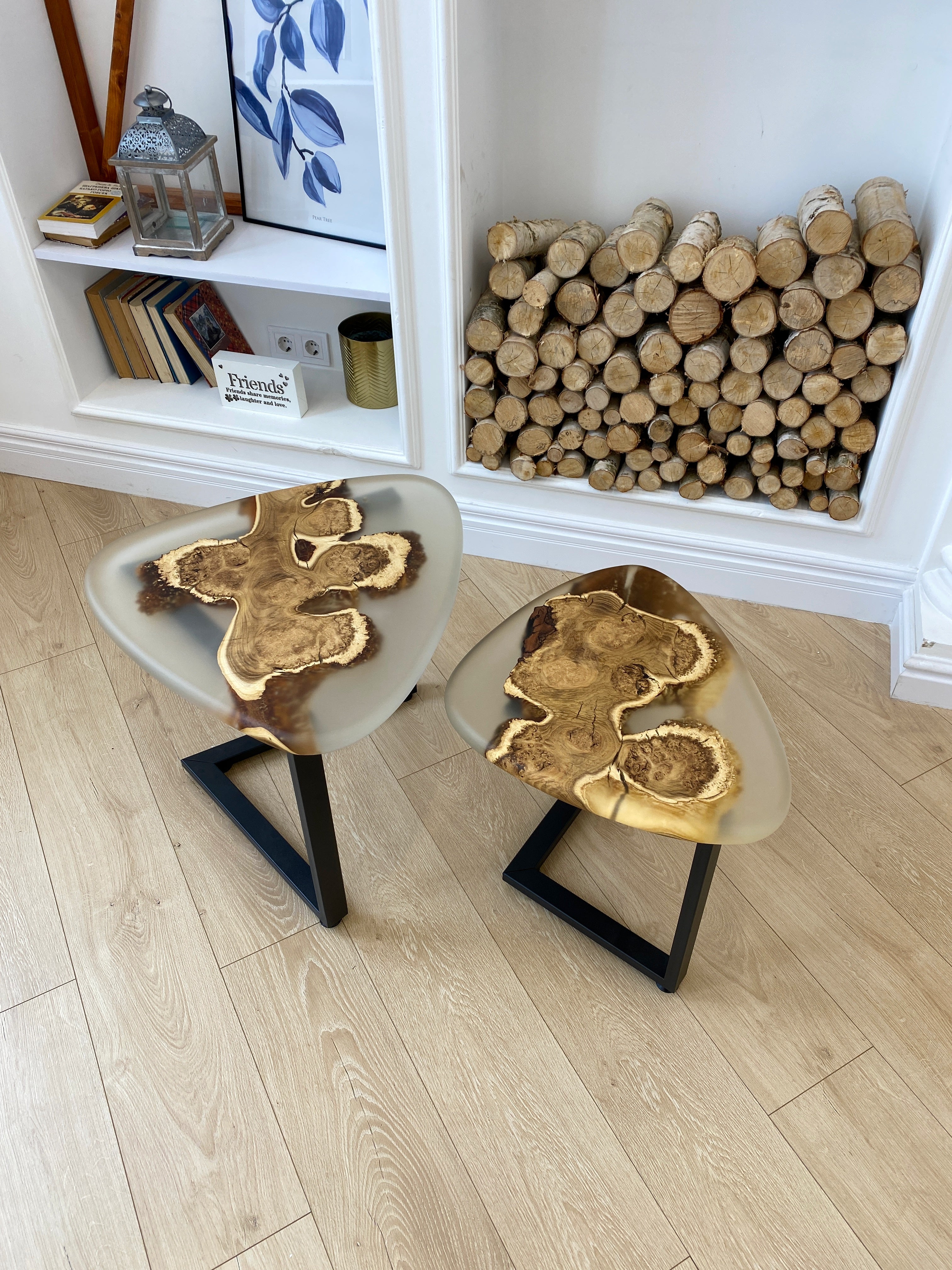 Resin Art Coffee Table | Nested Wooden Tables