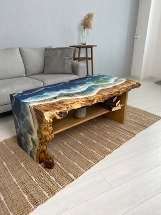 Ocean Waves Bench or Table, 41 in. Resin and Wood Furniture