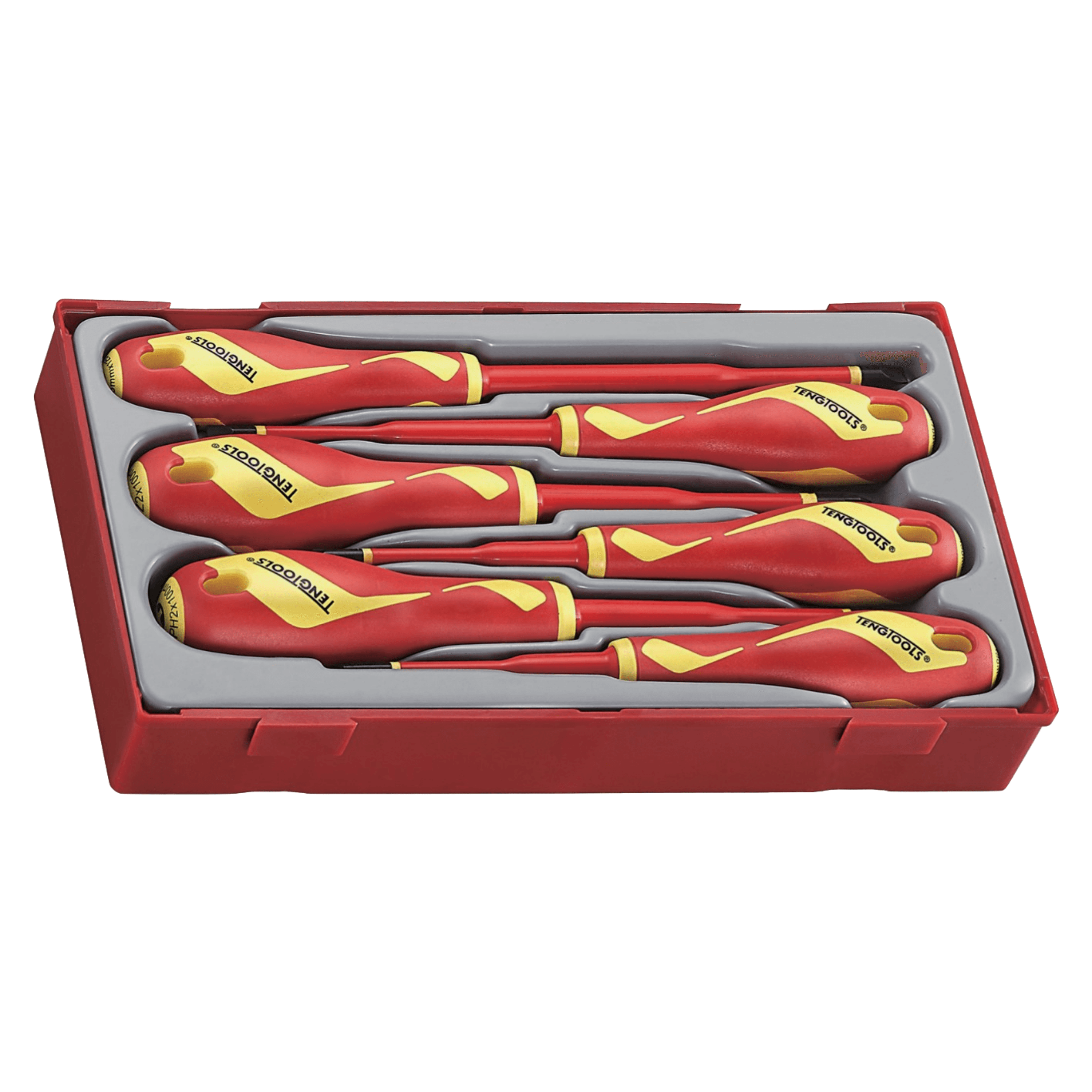 Teng Tools 6 Piece 1000 Volt Flat (Slotted), Phillips (PH), Pozidriv (PZ) Insulated Screwdriver Set | Electricians Tool | Insula - Tool66 product image