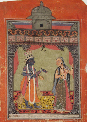 Indian Miniature Paintings Rajput Krishna and Radha