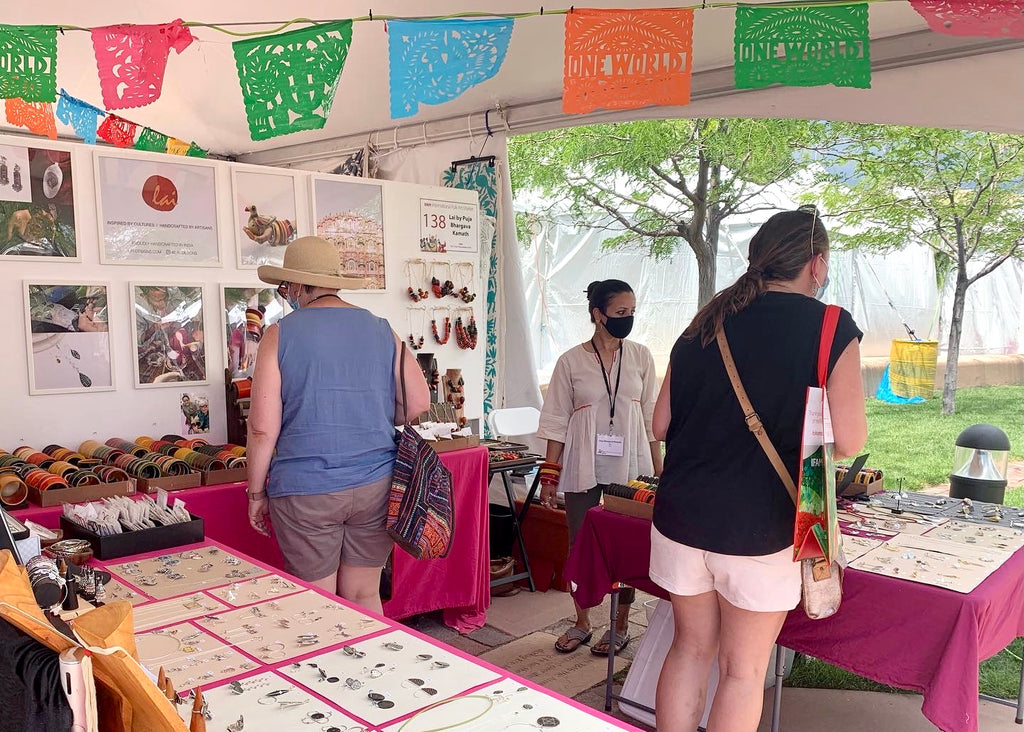 Lai sterling silver and lacquered wooden jewelry at International Folk Art Market (IFAM), Santa Fe 2021