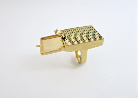 Exquisite, chic rectangular gold plated brass drawer ring (PB-BR1189-R)