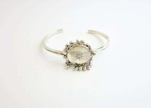 Ethereal, vintage inspired, sterling silver round locket bracelet (PB-1347-B)