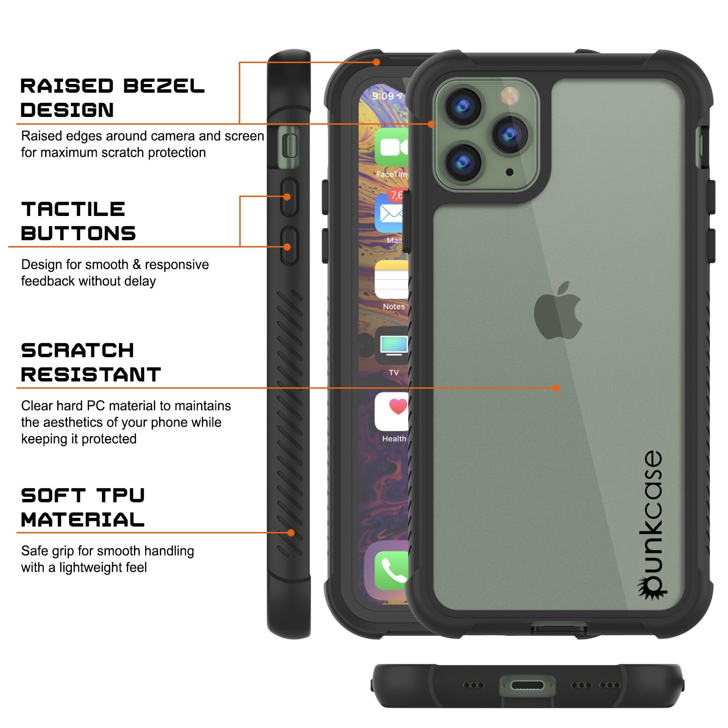 PunkCase iPhone 11 Pro Case, [Spartan Series] Clear Rugged Heavy Duty ...