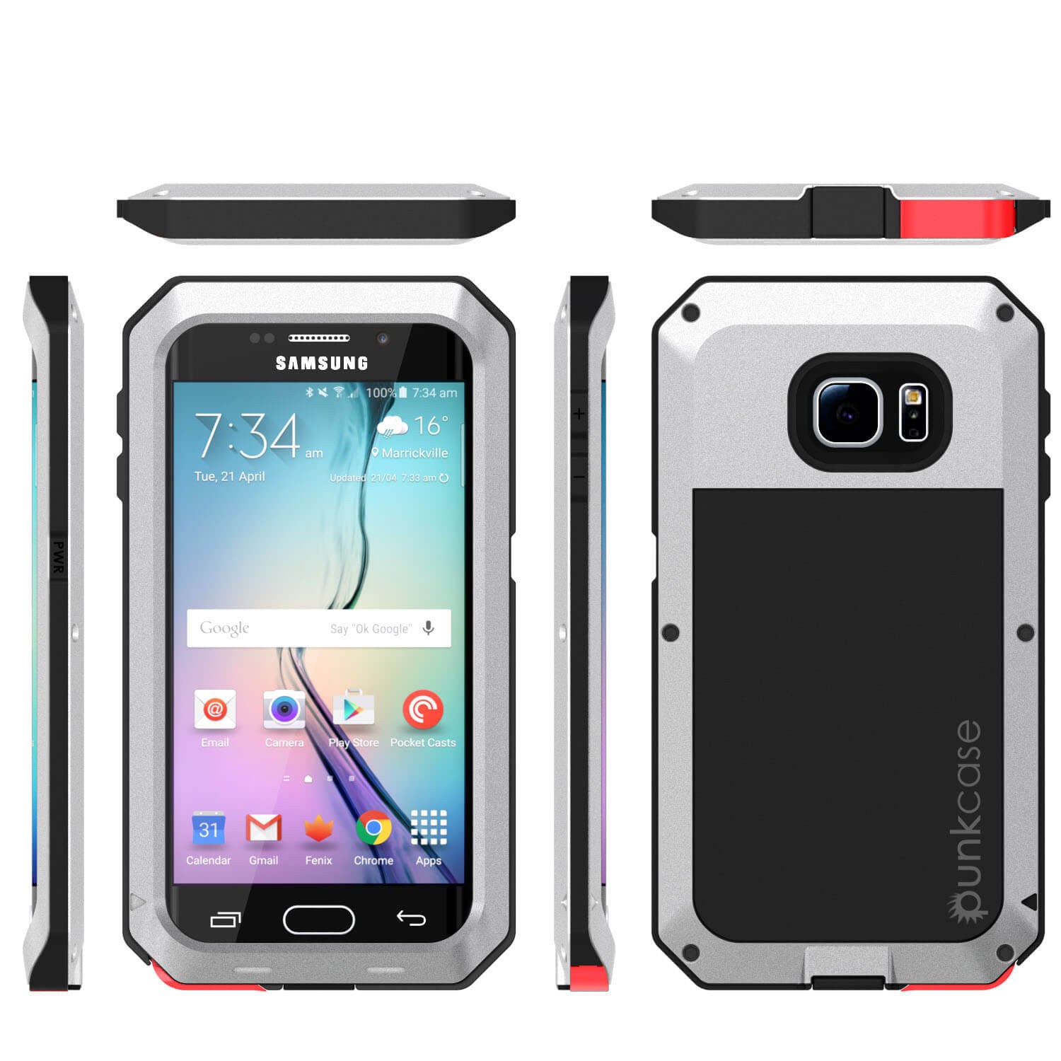 Galaxy S6 EDGE+ Plus Case - PUNKcase Metallic White Shockproof