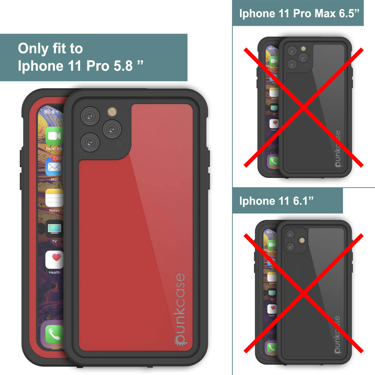 iPhone 11 Pro Waterproof IP68 Case, Punkcase [Red ...