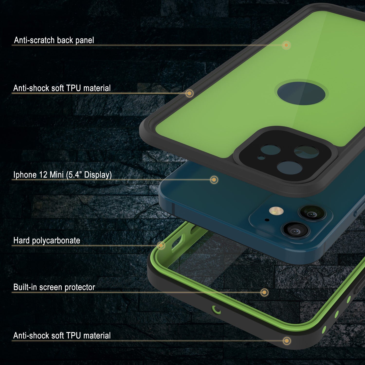 Iphone 12 Mini Waterproof Ip68 Case Punkcase Light Green Studstar