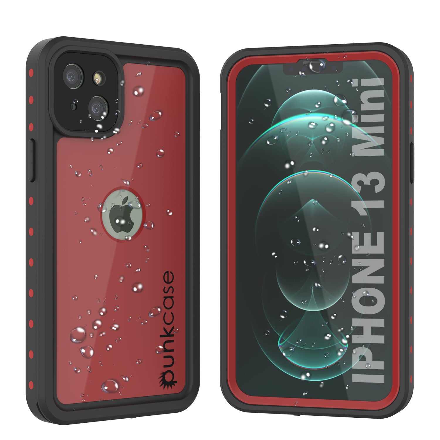 iPhone 13 Mini Waterproof IP68 Case, Punkcase [Red] [StudStar Series]