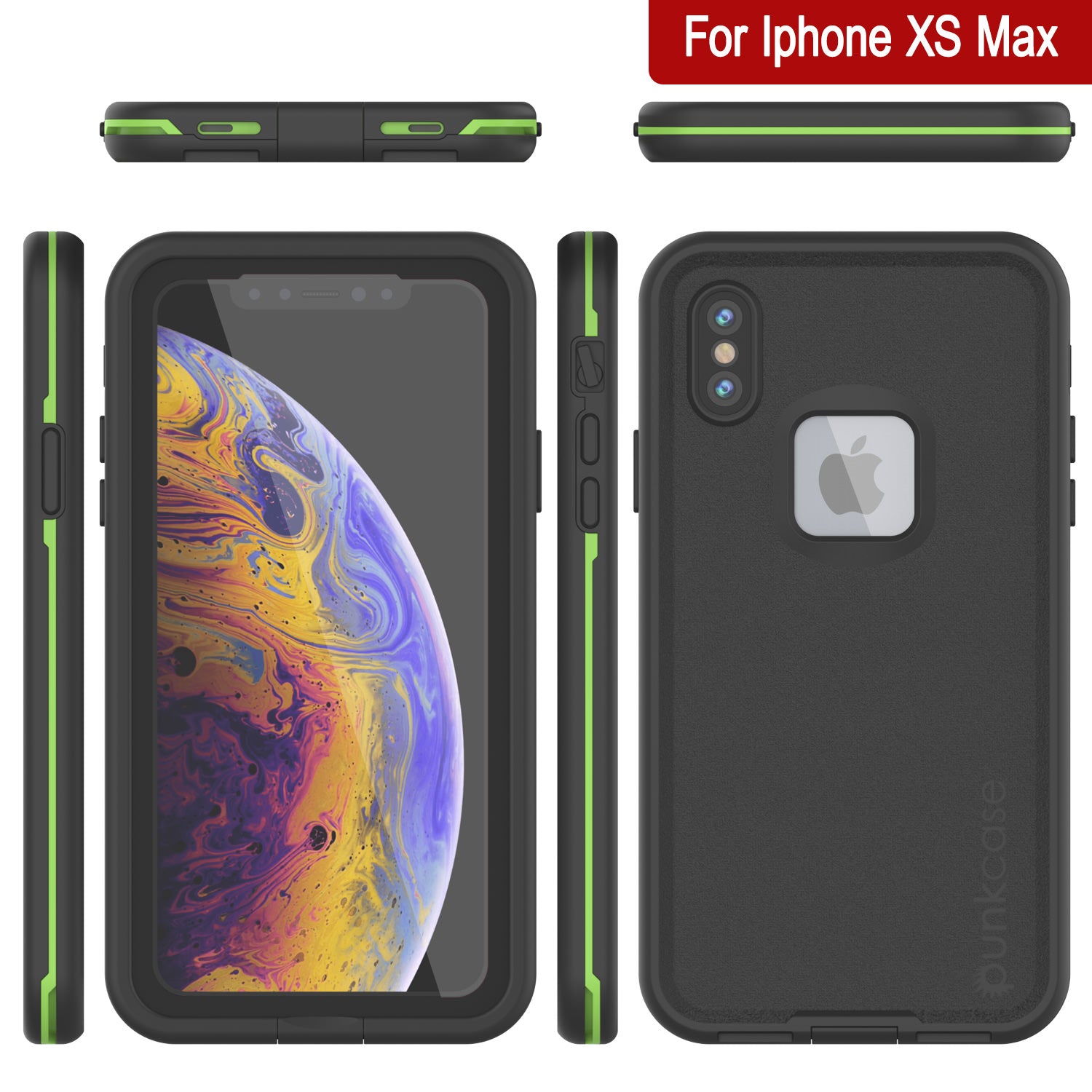 Punkcase iPhone XS Max Waterproof Case [Aqua Series] Armor Cover [Blac ...