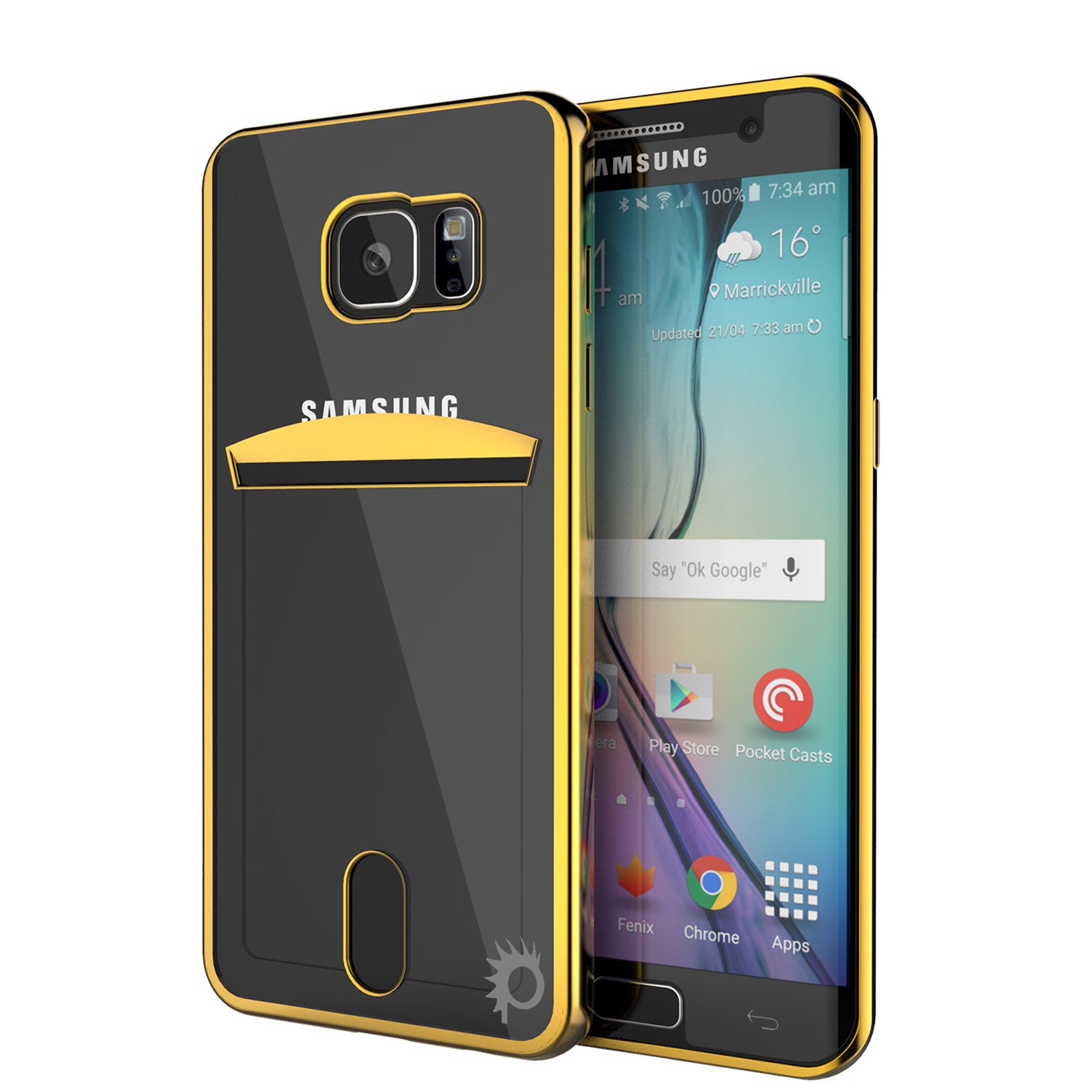 Galaxy S6 Case, PUNKCASE® LUCID Gold Series | Card Slot | SHIELD