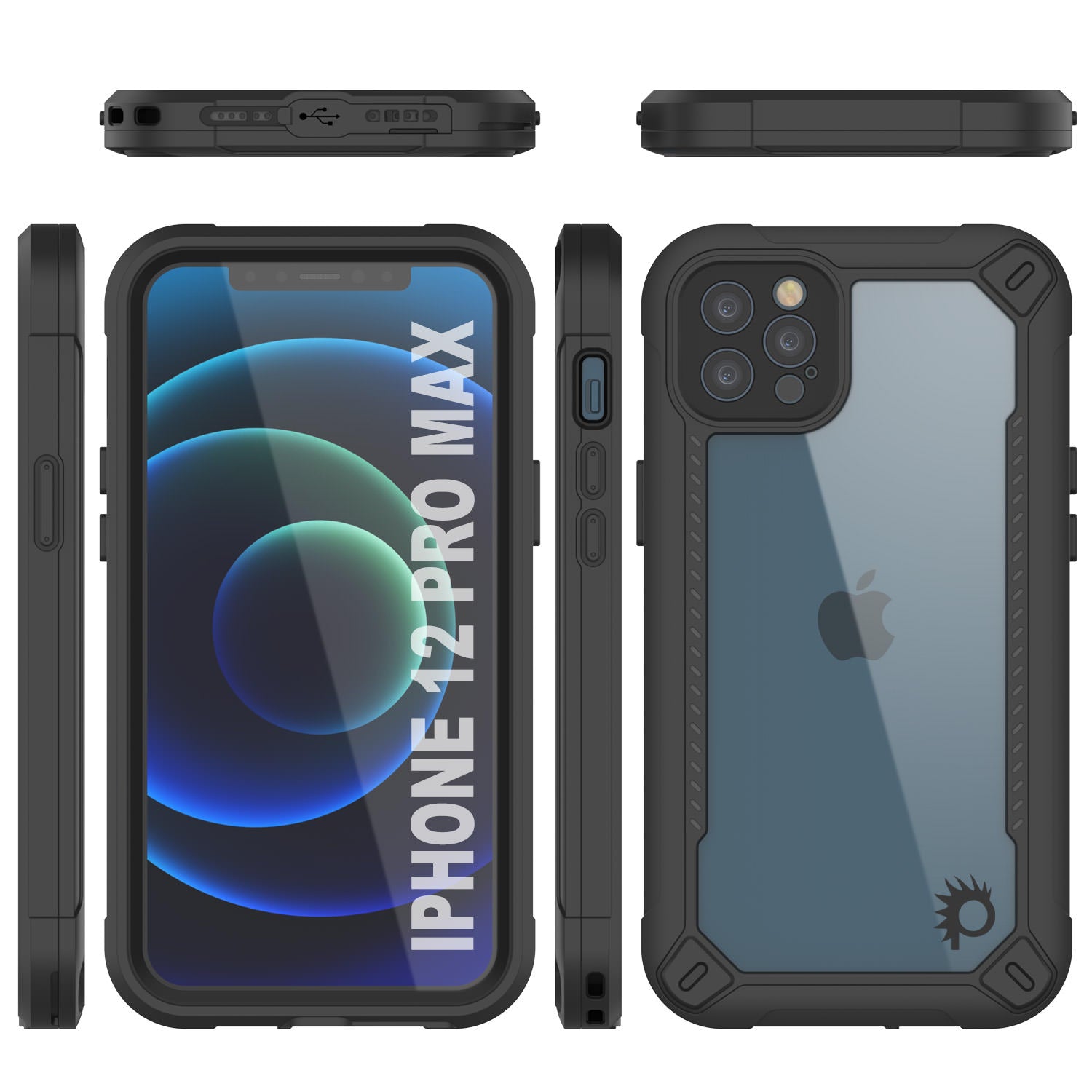 iPhone 12 Pro Max Waterproof IP68 Case, Punkcase [Black] [Maximus Seri ...