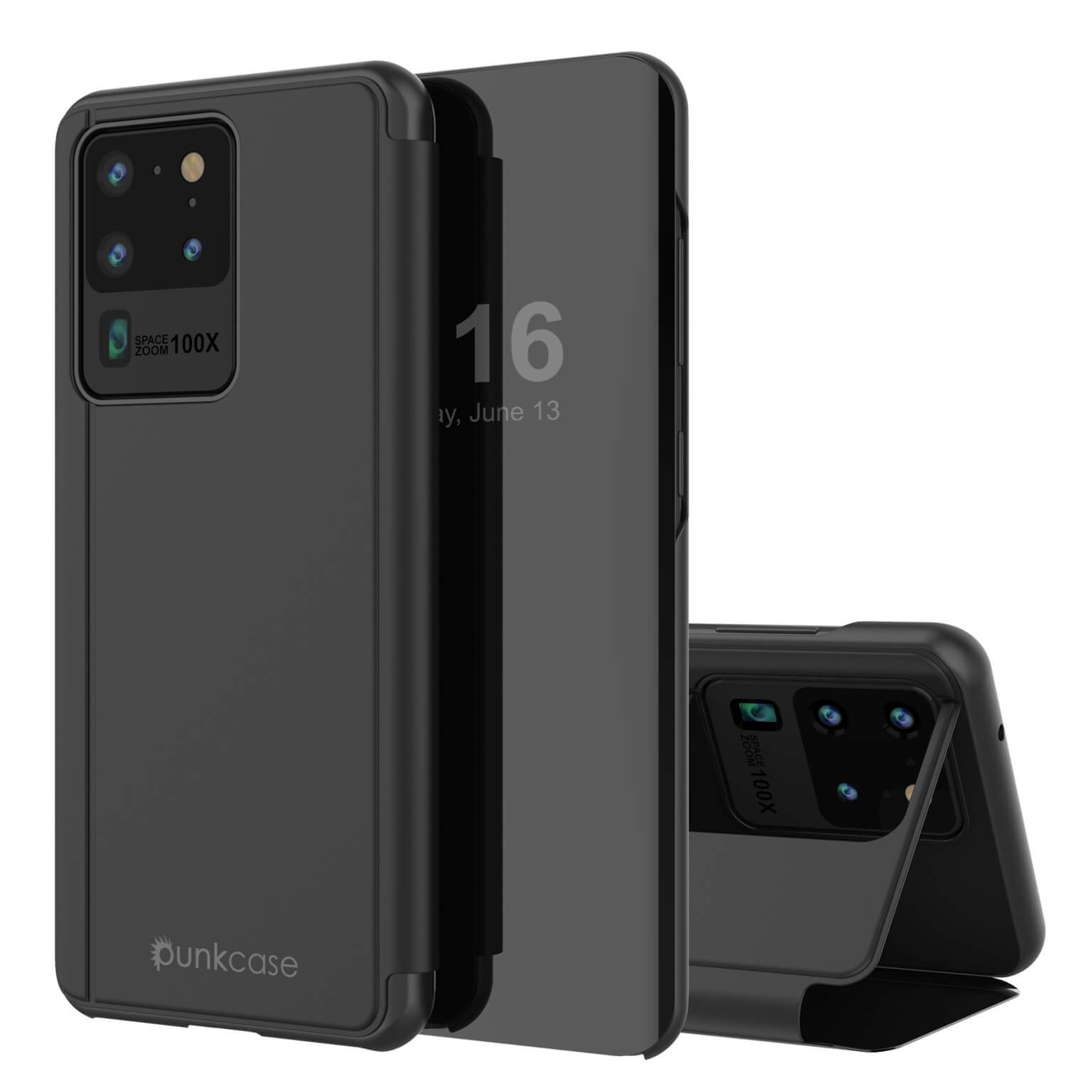 تعديل باترول Punkcase Galaxy S21 Ultra Reflector Case Protective Flip Cover [Black]