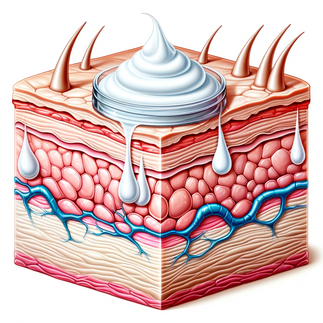 DALL·E 2024-01-06 01.51.28 - A medical illustration in the style of a medical textbook, showing cream applied on the outer layer of skin, with clear indication that it does not pe.png__PID:a6b540c8-5b4e-4968-ab4b-9c1b29cf9bcc