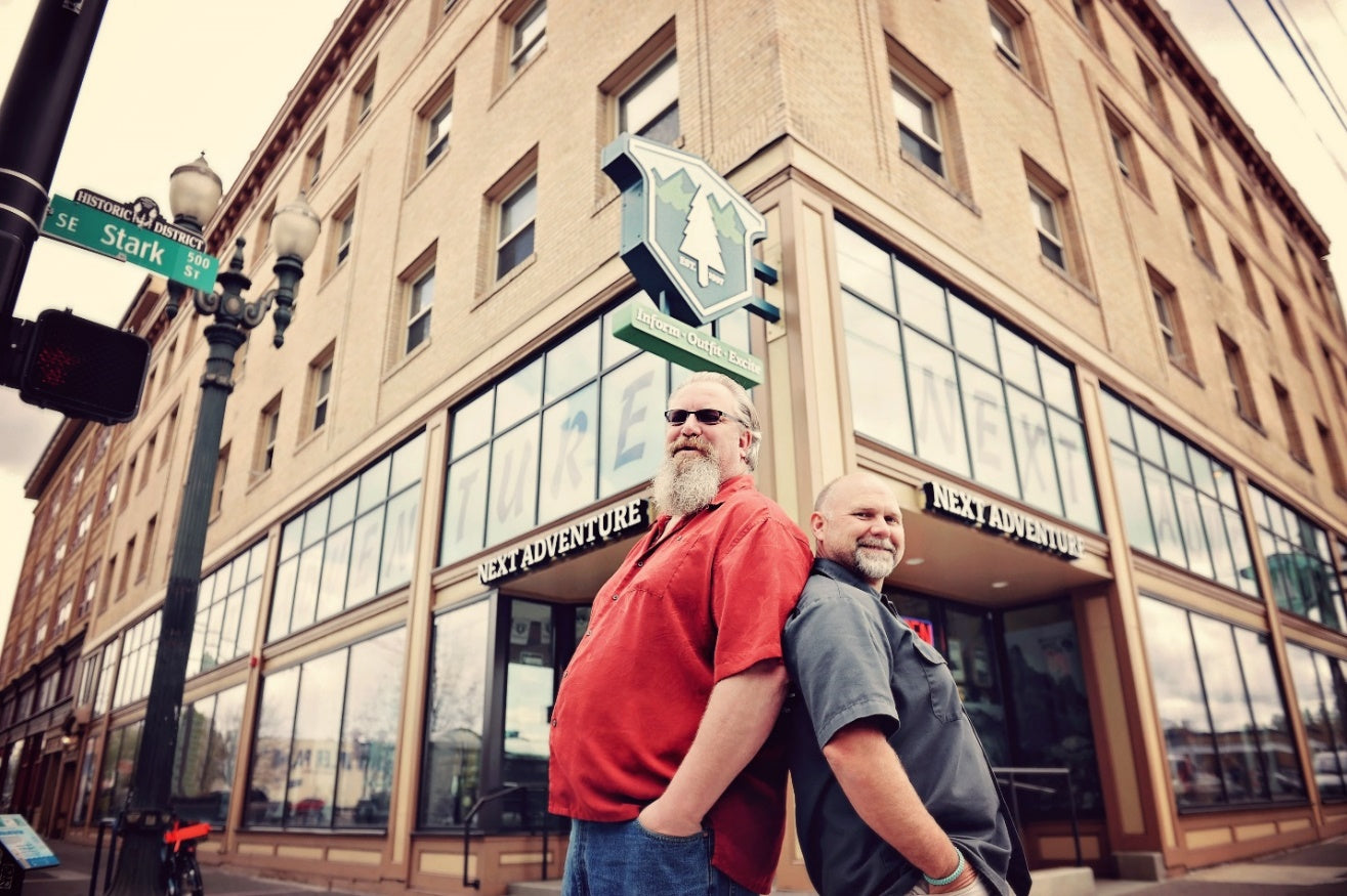 Deek and Bryan in front of flagship store on Grand Ave.