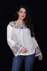 Oversized Boat Neck Embroidered Tunic Top