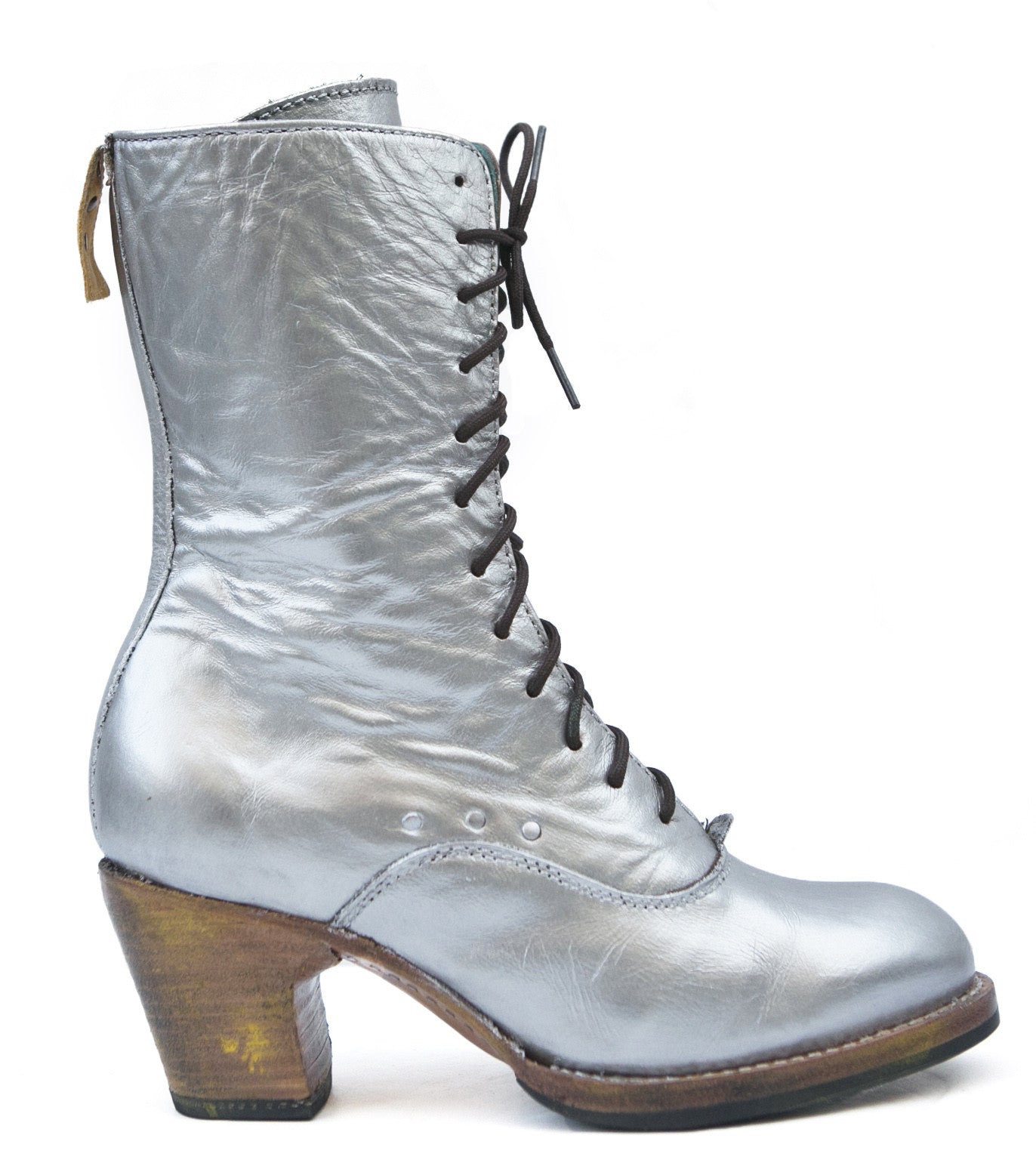 silver lace up boots