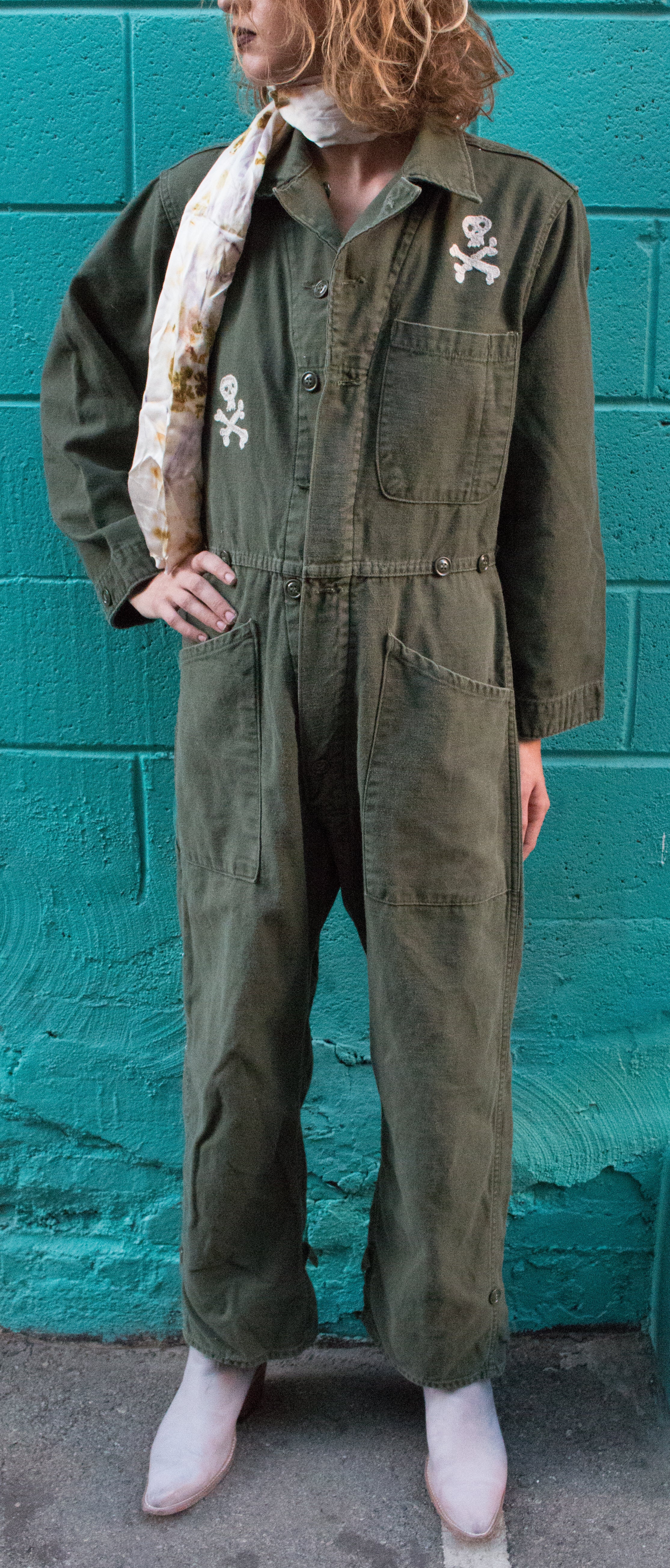 olive green coveralls