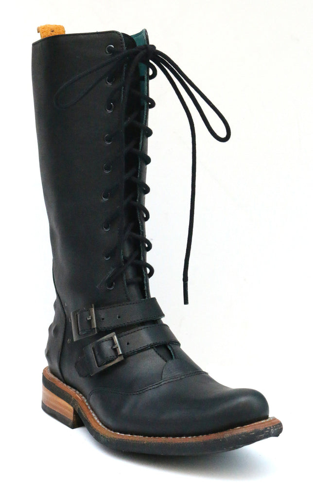 No.1036 TARMAC tall buckle lace boot Black - pskaufmanfootwear