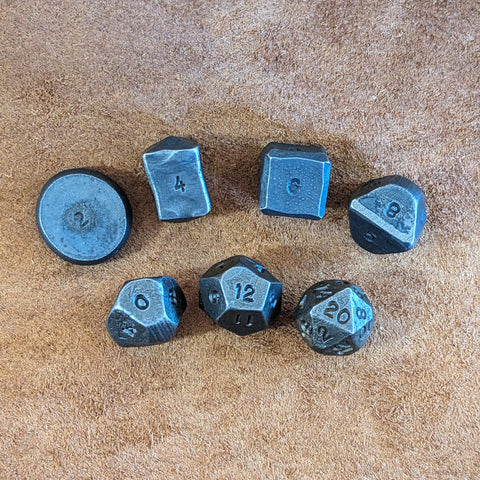 A set of steel DnD Dice