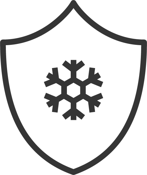 An icon of a snowflake on a shield