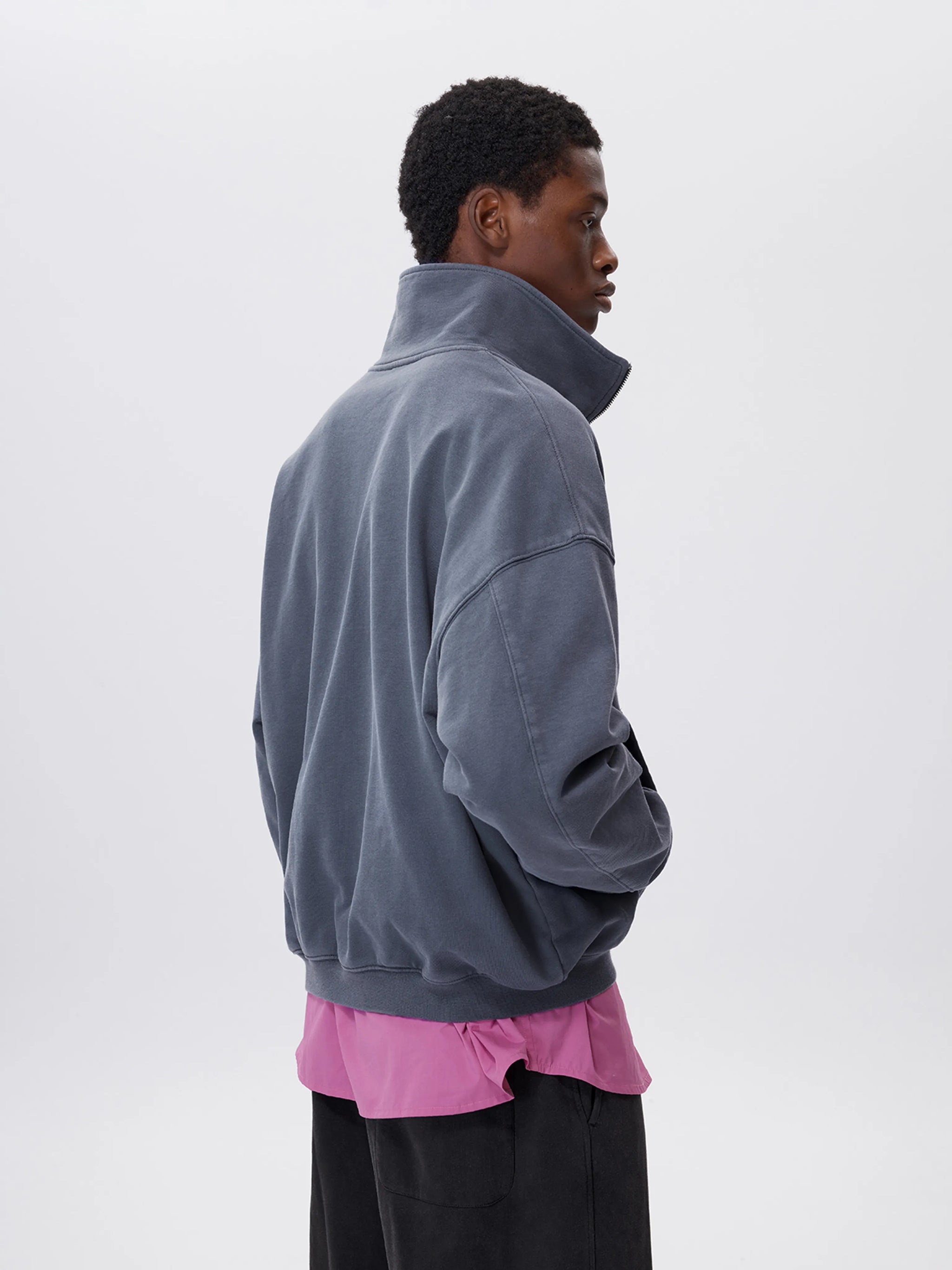 10d4a91f-6c0a-4df7-83a1-35fae9a77960-efacb9de-3240-4ea5-94de-586fe43c190f - Product in progress - COMMON SCENTS washed, heavyweight cotton terry material, half-zippered loose sweatshirt