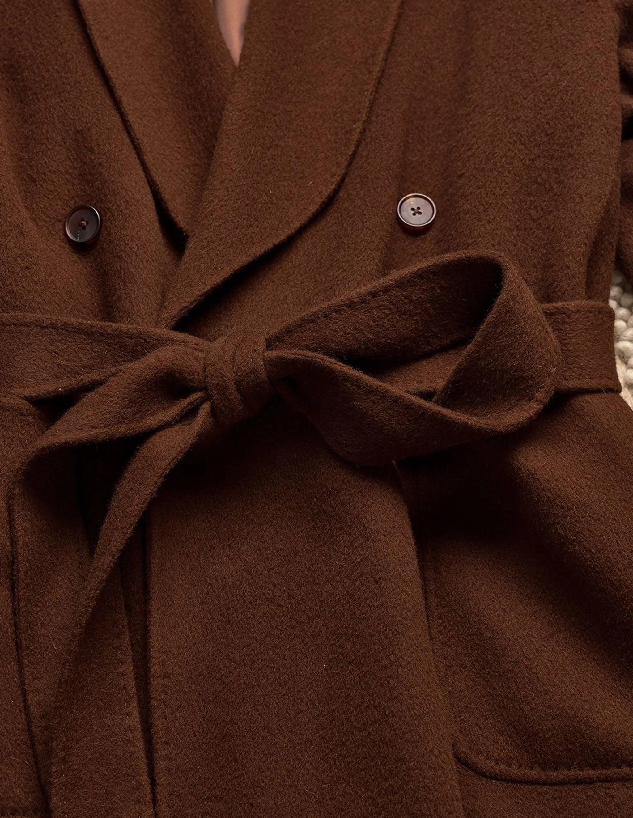 49b08818-8590-4aee-83b5-3ac95a60b637-3d16ddec-ba09-4199-8bcf-c2a841235986 - Product in progress - [Camel Hair & Wool] CULTUM Shawl Collar Loose Over-the-Knee Long Double-Faced Wool Coat for Men