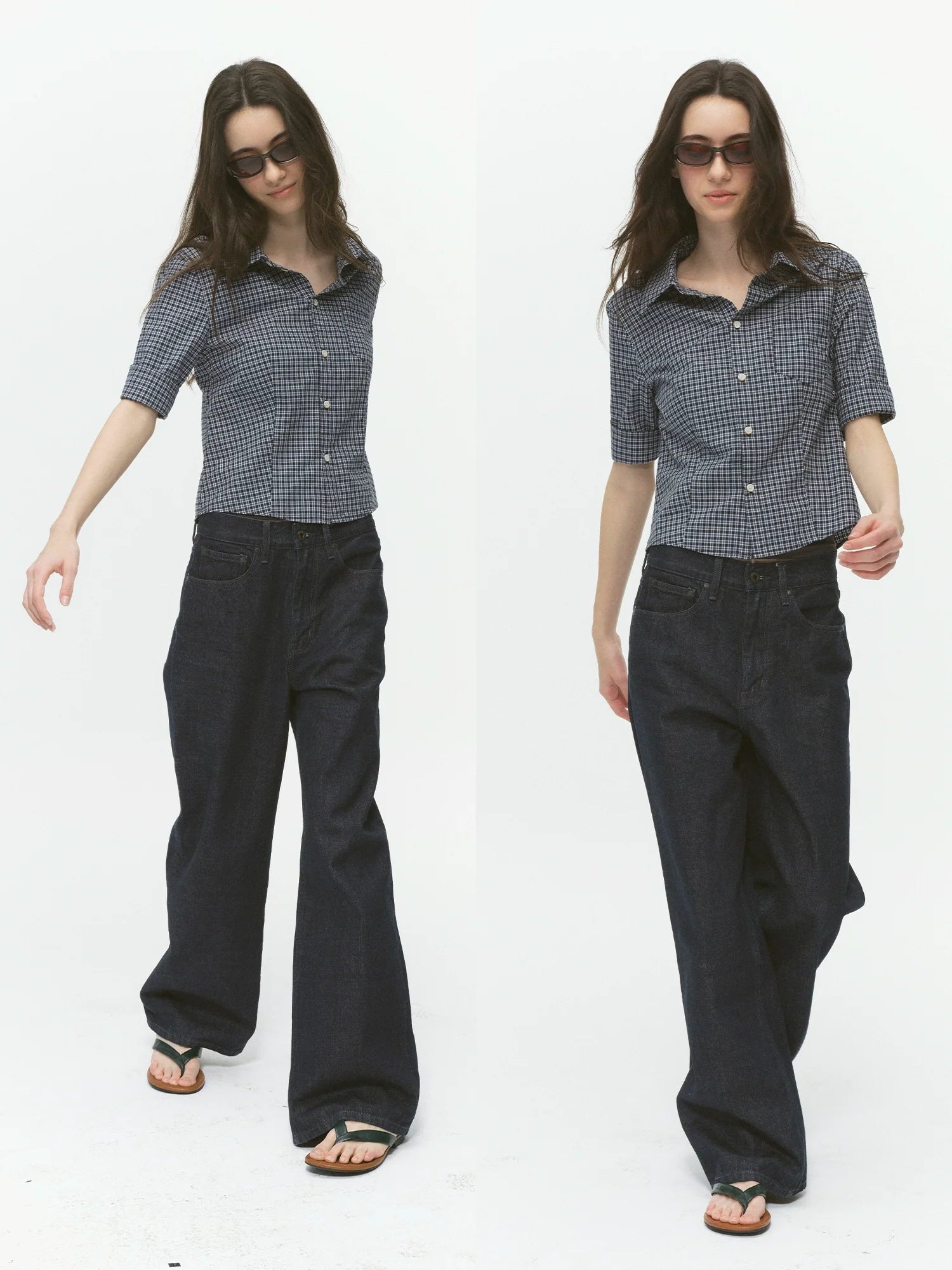 Gingham Crop Shirt - Image 1