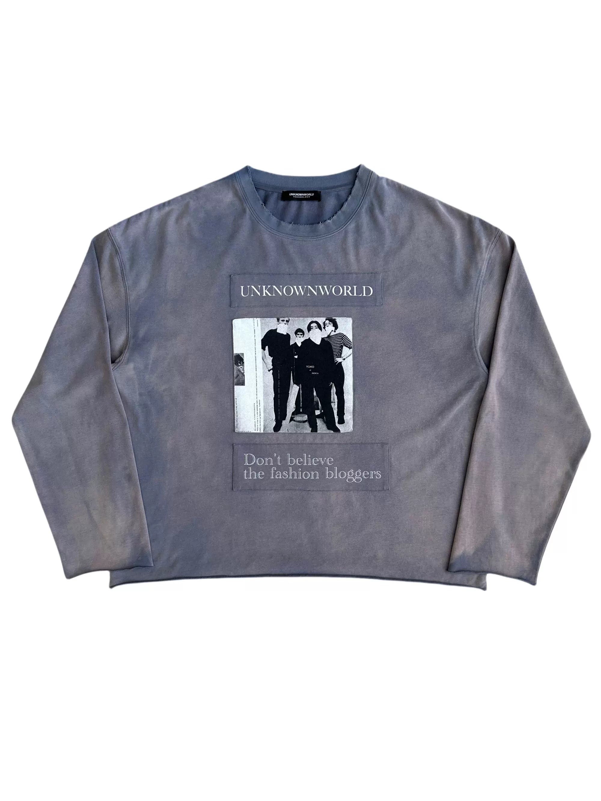 Distressed Slogan Long-Sleeve Tee - Image 1